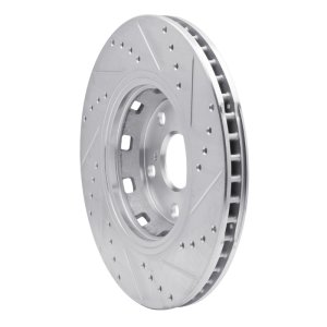 Toyota Venza Brake Rotor (1) - Front Left - R1 Concepts - Drilled & Slotted - Silver - `09-`15